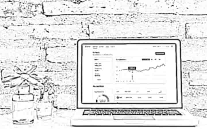 blockport crypto currency exchange website on laptop behind bricks